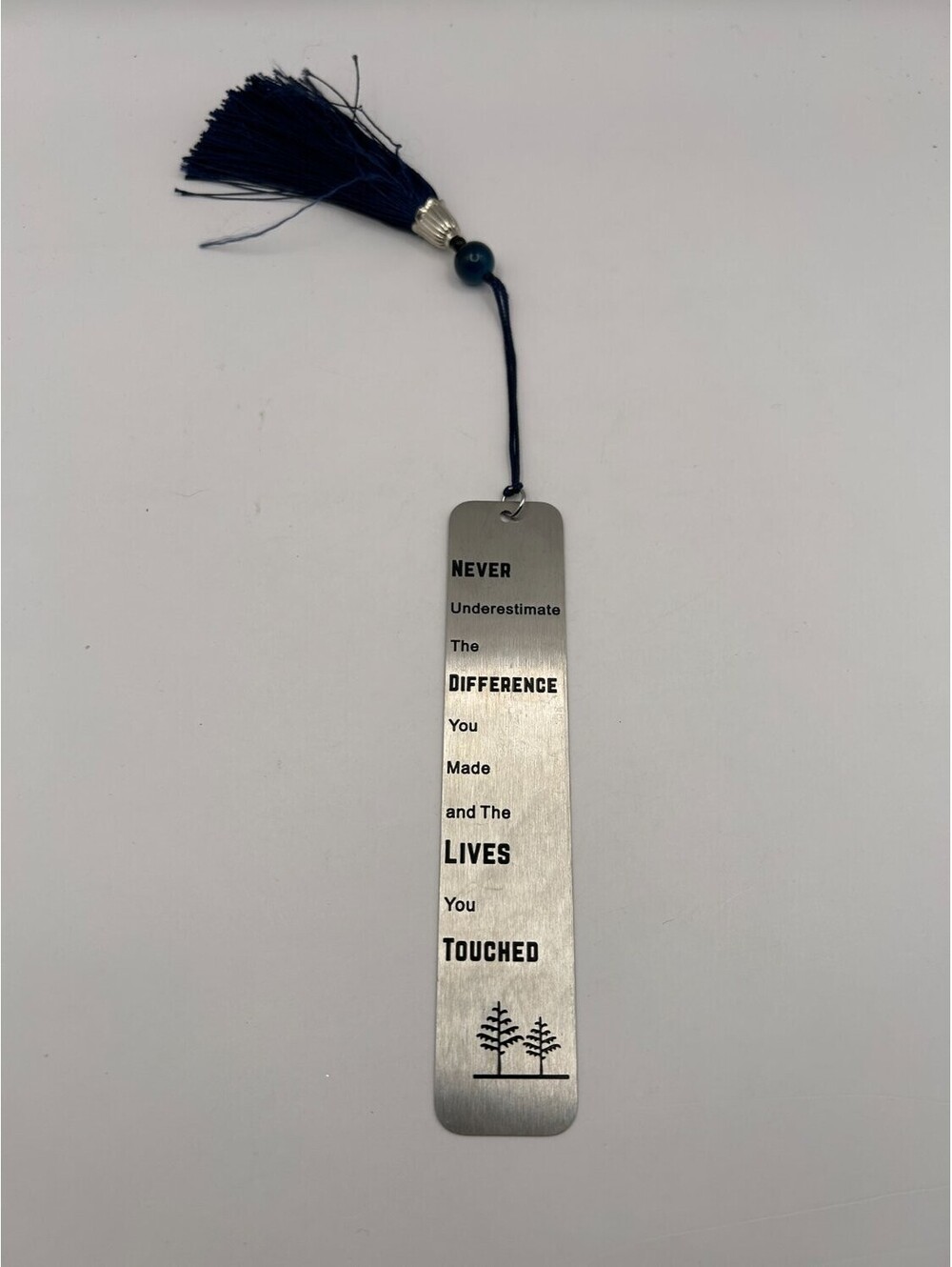Never Underestimate The Difference Engraved Bookmark Blue Tassel Gift
